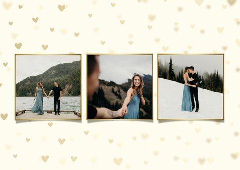 Verlovingskaart collage met van eigen foto's en goudfolie 2