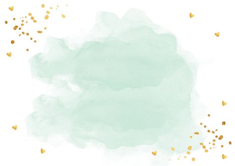 Verlovingskaart waterverf mintgroen met goudlook Achterkant