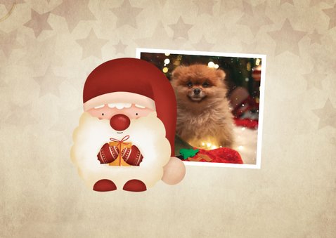 Vintage kerstkaart met foto en kerstkabouter 2