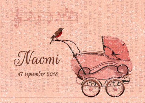 Vintage kinderwagen roze 2