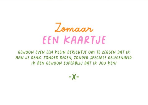 Vrolijk wenskaartje zomaar heel veel liefs kleurrijk 3