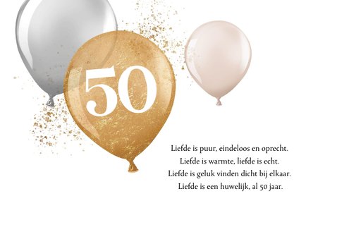 Vrolijke felicitatiekaart met ballonnen 50 jaar en foto 2