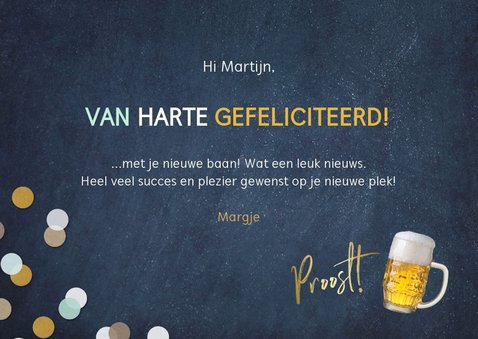 Vrolijke felicitatiekaart voor een nieuwe baan voor een man 3