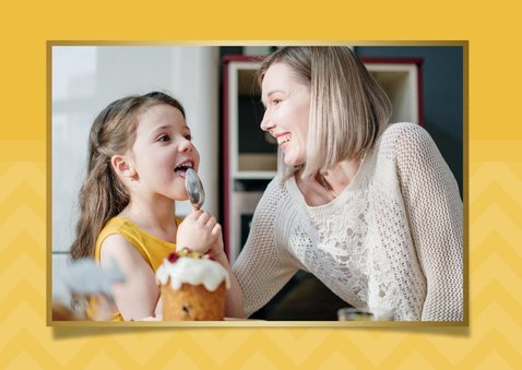 Vrolijke gele paasgroetjes paaskaart met 2 eigen foto's  2