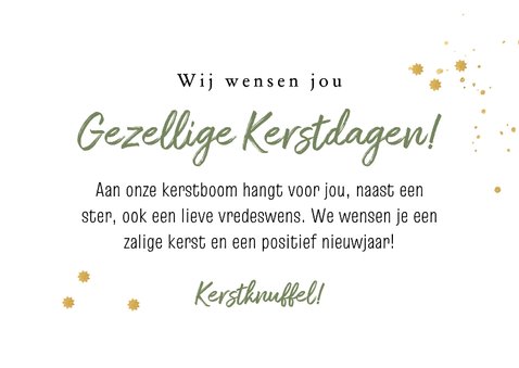 Vrolijke kerstkaart fotokaart giraf kerstboom sterren goud 3