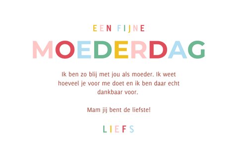 Vrolijke moederdagkaart met regenboogtypografie en fotos 3