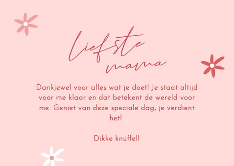 Vrolijke moederdagkaart twee foto's en bloemetjes roze 3