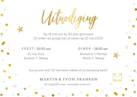 Vrolijke uitnodiging huwelijksjubileum met eigen foto 3