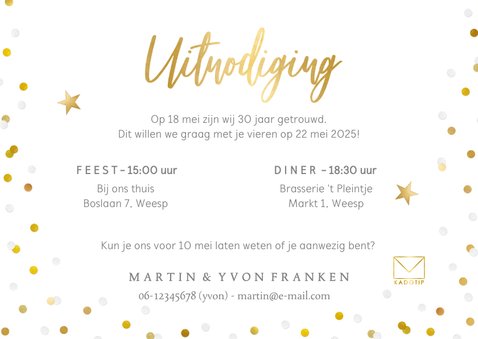 Vrolijke uitnodiging huwelijksjubileum met eigen foto 3