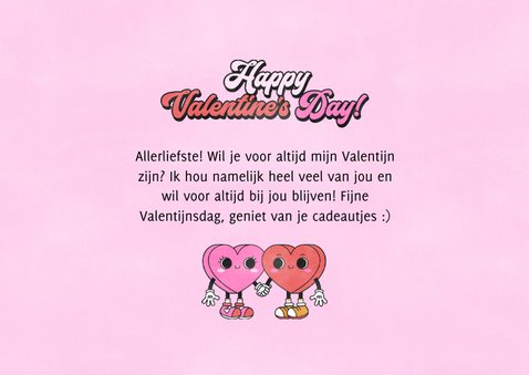 Vrolijke valentijnskaart 2 roze en rode hartjes "be mine?" 3