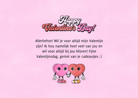 Vrolijke valentijnskaart 2 roze en rode hartjes "be mine?"  3