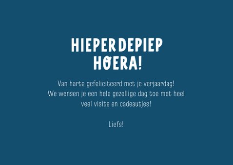 Vrolijke verjaardagskaart hieperdepiep blauw met foto 3