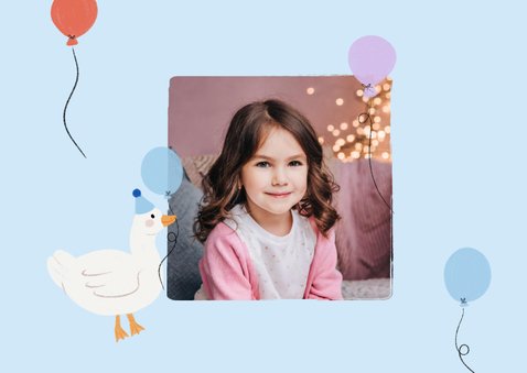 Vrolijke verjaardagskaart met eendjes en ballonnen blauw 2