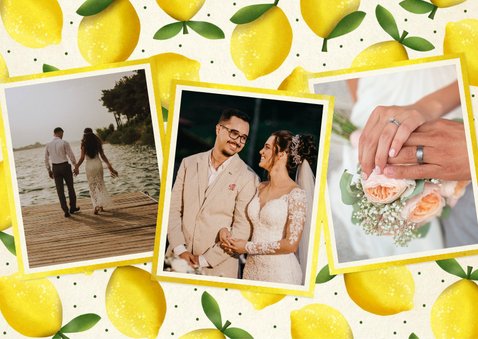 Vrolijke zomerse bedankkaart met citroenen - trouwen  2