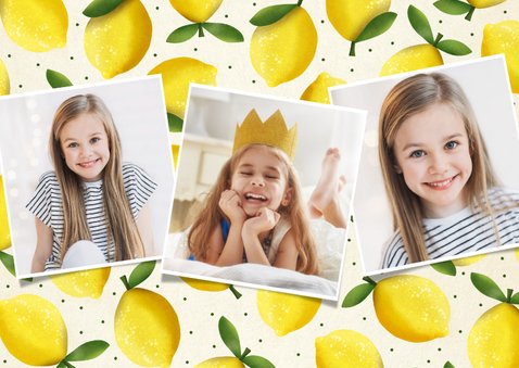 Vrolijke zomerse kinderfeestje uitnodiging met citroentjes 2