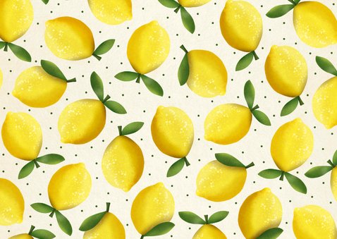 Vrolijke zomerse kinderfeestje uitnodiging met citroentjes Achterkant
