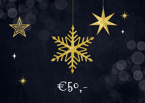 Waardebon kerstsfeer sterren sneeuw goud glitters 2