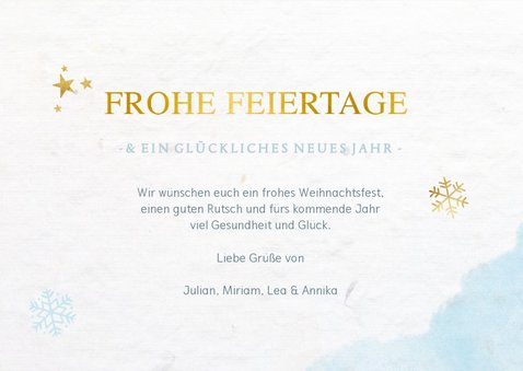 Weihnachtskarte eigene Fotos und Schneeflocken 3
