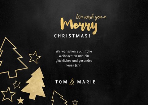 Weihnachtskarte Foto und goldene Tannenbäume 3
