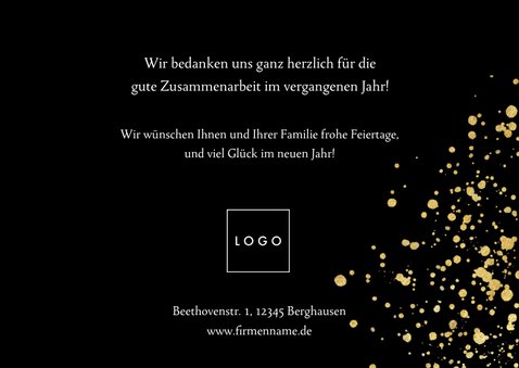 Weihnachtskarte geschäftlich goldene Spritzer Fotocollage 3