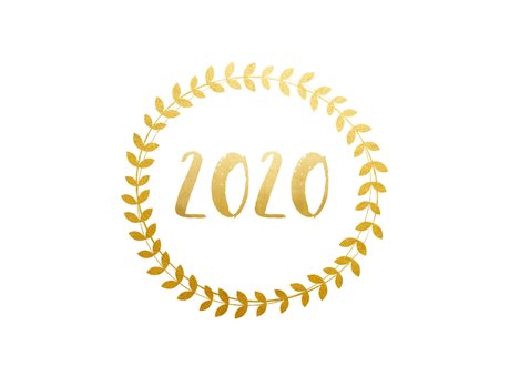 Weihnachtskarte goldener Kranz mit Jahreszahl 2