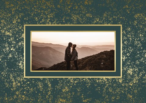 Weihnachtskarte grün mit Foto in Goldrahmen 2