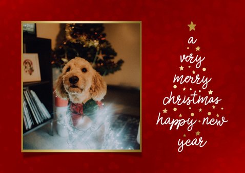 Weihnachtskarte in Rot mit Foto in Goldrahmen 2