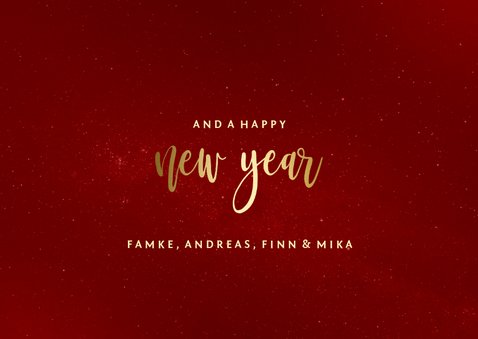 Weihnachtskarte in Rot mit Fotos und Goldschrift 3