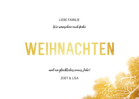 Weihnachtskarte mit Foto und goldenen Blättern 3