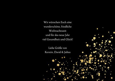 Weihnachtskarte mit Fotos auf Schwarz mit Gold-Konfetti 3
