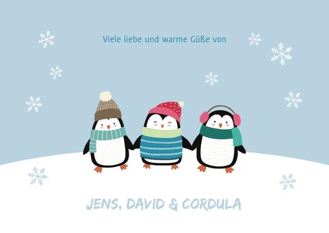 Weihnachtskarte Pinguine im Schnee 3