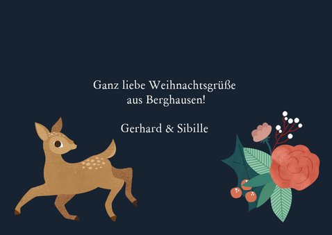 Weihnachtskarte Reh 'Merry Christmas' 3