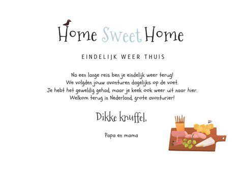 Welkom thuis kaart huisje illustratie reizen 3