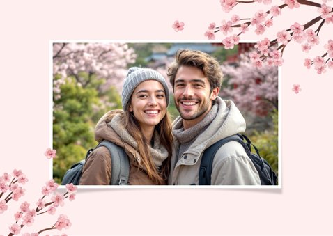 Welkom thuis vakantiekaart bloesem bloemen stijlvol 2