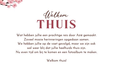Welkom thuis vakantiekaart bloesem bloemen stijlvol 3