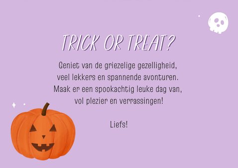 Wenskaart happy spooky season Halloween pompoen vleermuis 3