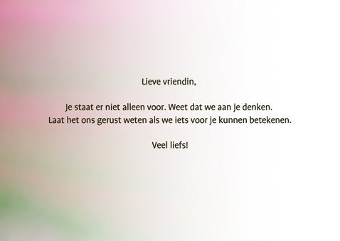 Wenskaart koolzaad in roze tulpenveld veel liefs 3