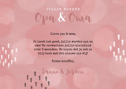 Wenskaart opa en oma geboorte kleinkind met waterverf 3