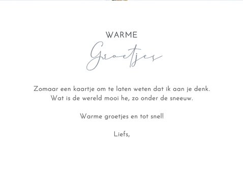 Wenskaart winter met foto van plantje uit de sneeuw 3