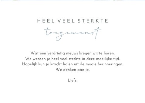 Winter condoleance kaart met foto van plant in de sneeuw 3