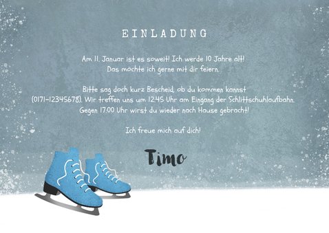 Winterliche Einladungskarte mit Wegweisern und Foto Junge 3