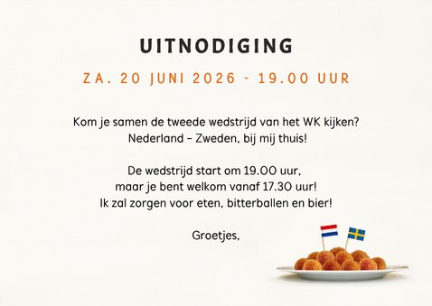 WK uitnodiging Nederland Zweden 20 juni 3