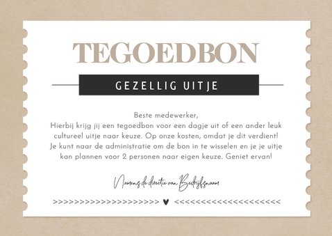 Zakelijke en moderne tegoedbon cultureel uitje 3