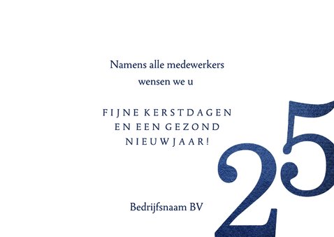 Zakelijke foto kerstkaart in blauw met goud 2025 3