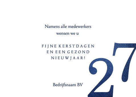 Zakelijke foto kerstkaart in blauw met goud 2027 3