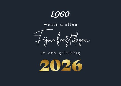 Zakelijke kerst kaart 2026 goud eigen foto's of logo 3