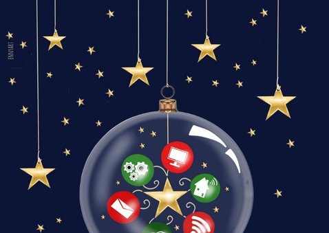 Zakelijke kerst - Kerstballen met ICT pictogrammen 2