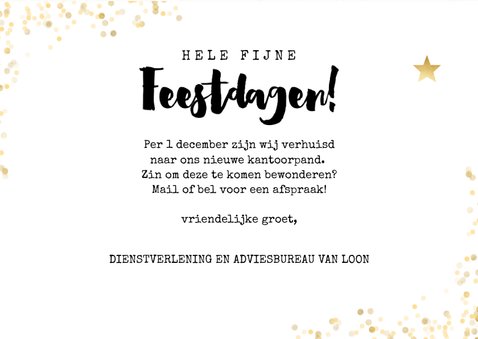 Zakelijke kerst- verhuiskaart met huisje sneeuw en logo 3