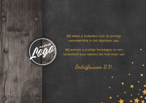 Zakelijke kerstkaart 2 foto's meertalig met logo en sterren 3