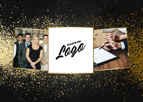Zakelijke kerstkaart 2021 goudlook met spetters 2